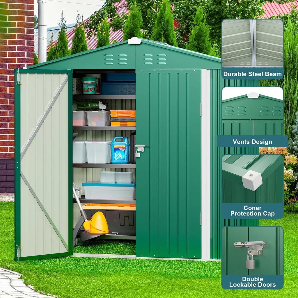 6' x 4' Outdoor Storage Shed on Sale, Aiho Shed & Outdoor Storage Clearance, Metal Storage Shed for Outside, Backyard, Garden & Patio - Dark Gray