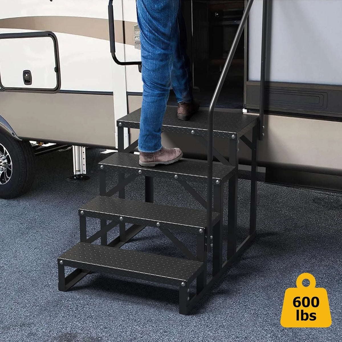 Garvee 3 Steps Anti-Slip RV Steps, 26.7 in x 47.9 in, Alloy Steel