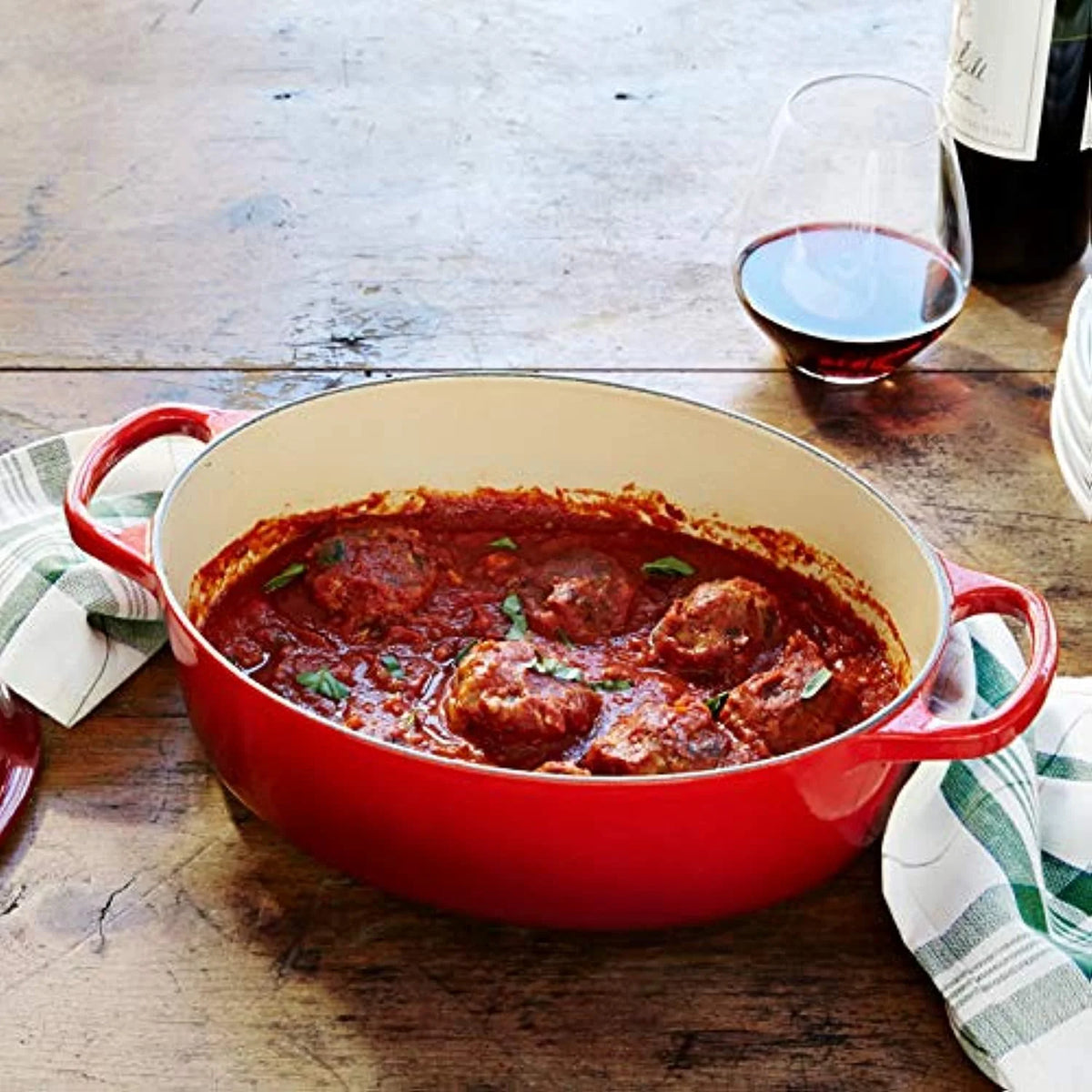 Le Creuset Enameled Cast Iron Signature Oval Dutch Oven, 5 qt. , Cerise