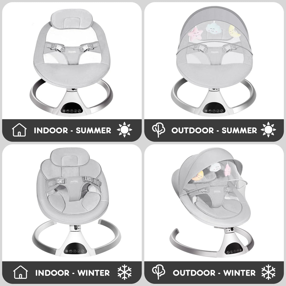 HARPPA Electric Baby Swing for Infants to Toddler with 5 Speed