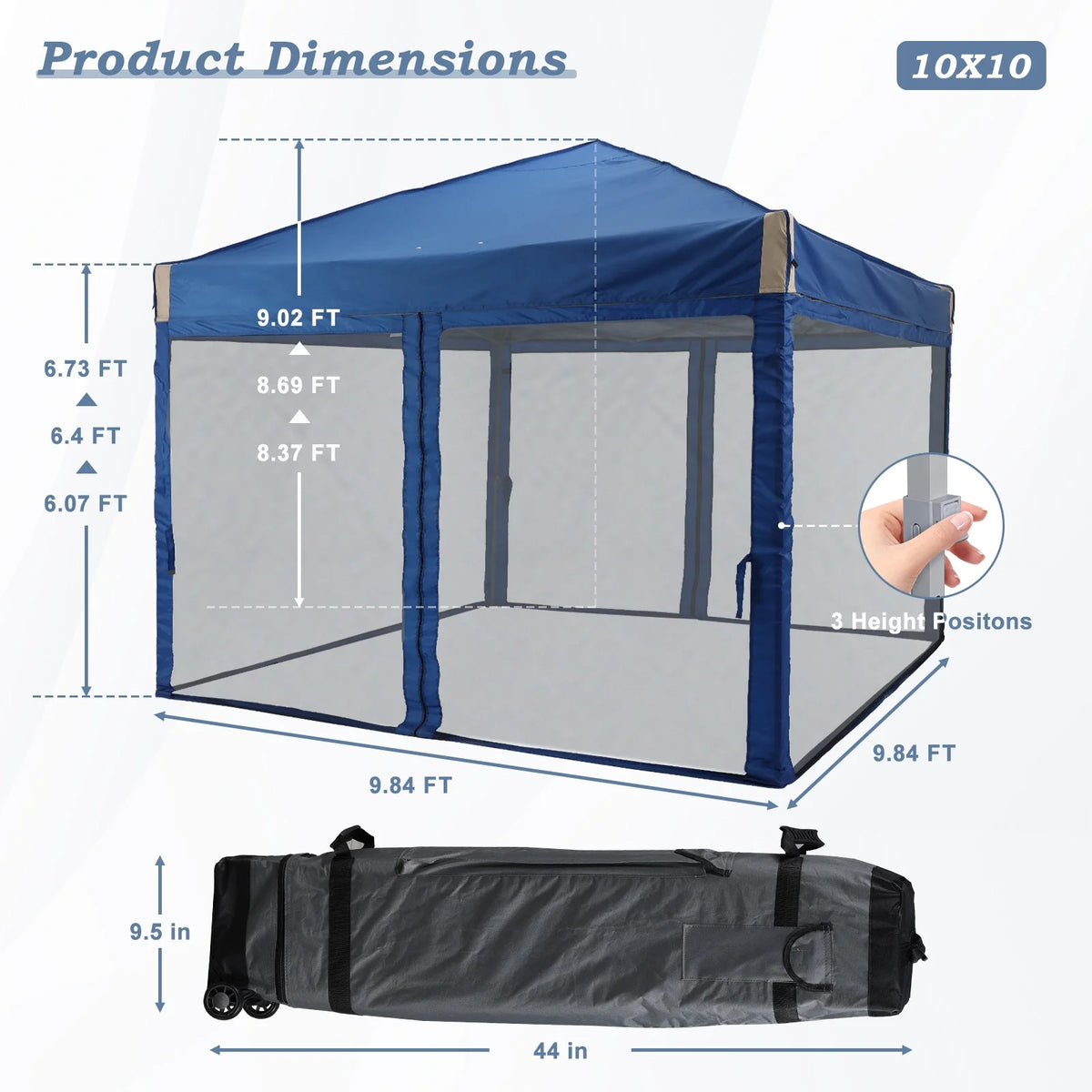 Aoodor 12'x12' Pop Up Canopy with Removable Mesh Sidewalls, Outdoor Portable Instant Shelter Tent-Black