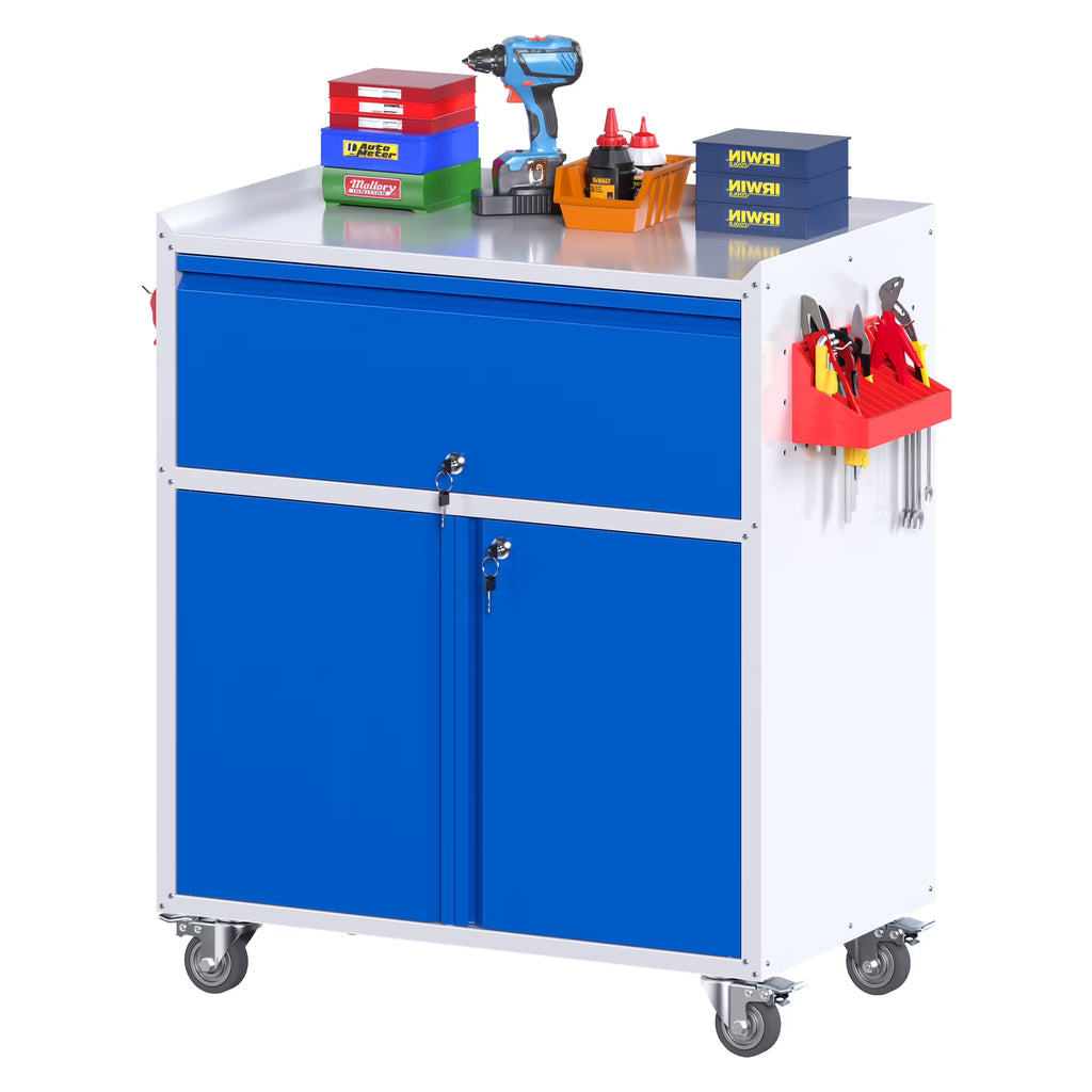 Aobabo Metal Storage Cabinet with Lock,Garage Storage Cabinet with Wheels,72In Steel Storage Cabinet for Garage Home Storage, Black Required-Assembly