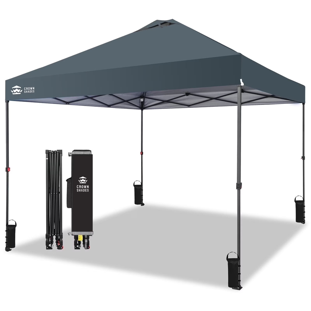CROWN SHADES 8x8 Pop Up Canopy with One Push Setup Easy Outdoor Sun Shade for Events Parties Camping Forest Green