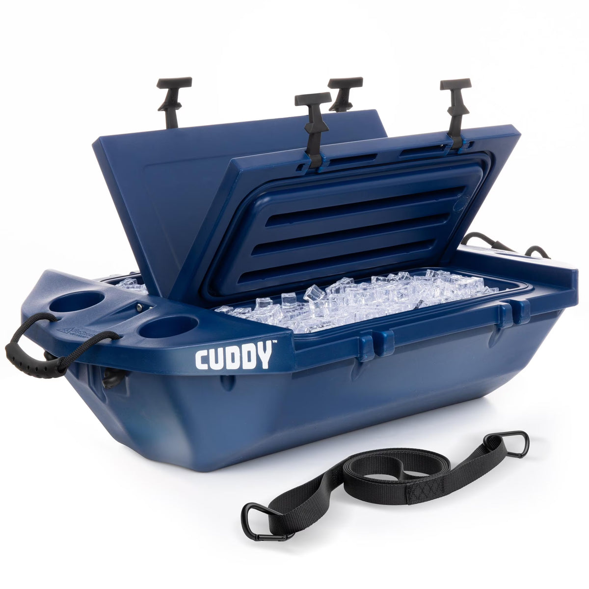 Cuddy Floating Cooler and Dry Storage Vessel - 40QT - Amphibious Hard Shell Design, Navy