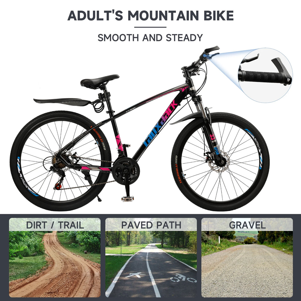 ARTUDATECH 27.5 Inch Mountain Bike, Shimano 21 Speed,  Dual Disc Brake Bike for Men Womens Adult, Full Suspension Bicycle
