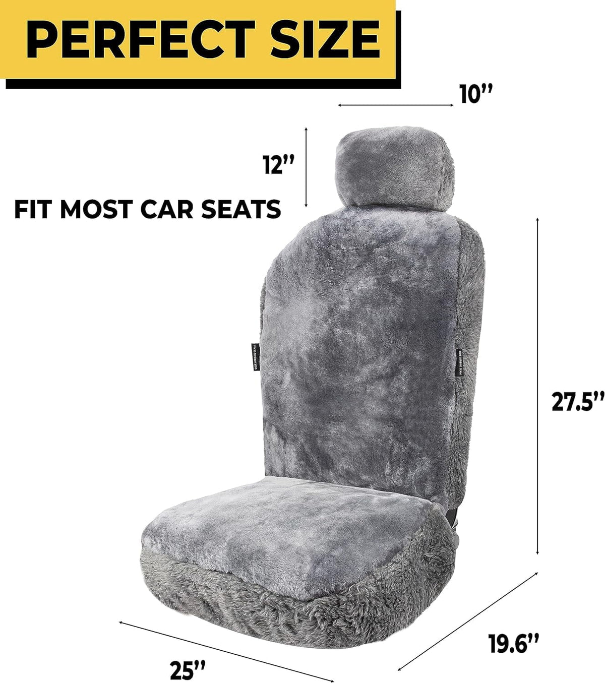 Zone Tech Genuine Sheepskin Ivory Car Seat Cover, Fluffy Luxury Wool Front Seat Covers, Universal Fits Car, Truck, SUV, & Van
