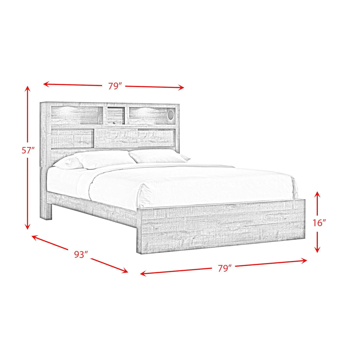 Beckett Queen Bookcase Panel 6PC Bedroom Set with Bluetooth