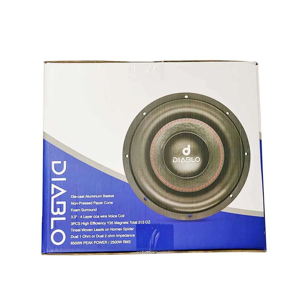 Diablo Water Resistance Car Subwoofers with Paper Cone, Aluminum Black, 12"