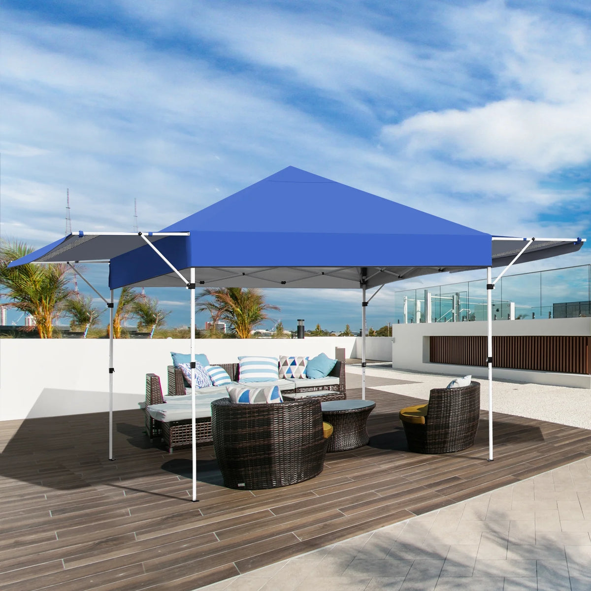 Patiojoy 10x17ft Pop up Canopy  3 Height Adjustment Folding Tent with Roller Bag White