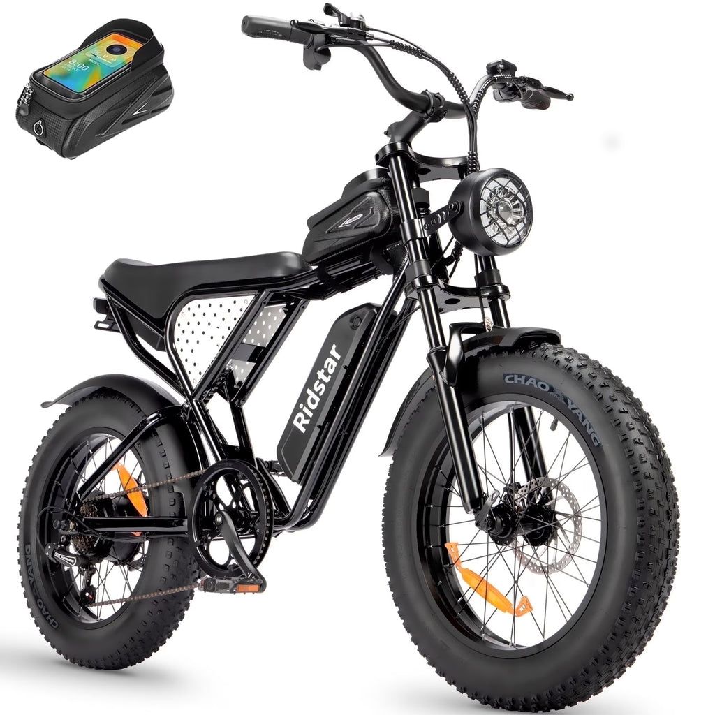 Ridstar Electric Bike for Adults Q20,1200W 30MPH,48V 15.6Ah Electric Bicycle,7 Speed Full Suspension Mountain Bike UL2849