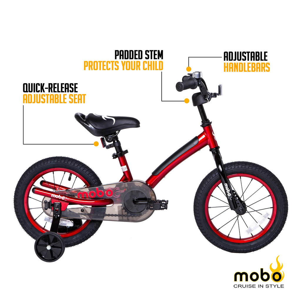 Mobo First Boy's 14" Kids Bike, Ages 3-5 Years Old, Red
