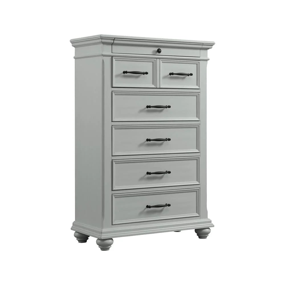 Picket House Furnishings Brooks Queen Platform Storage 6PC Bedroom Set in Grey
