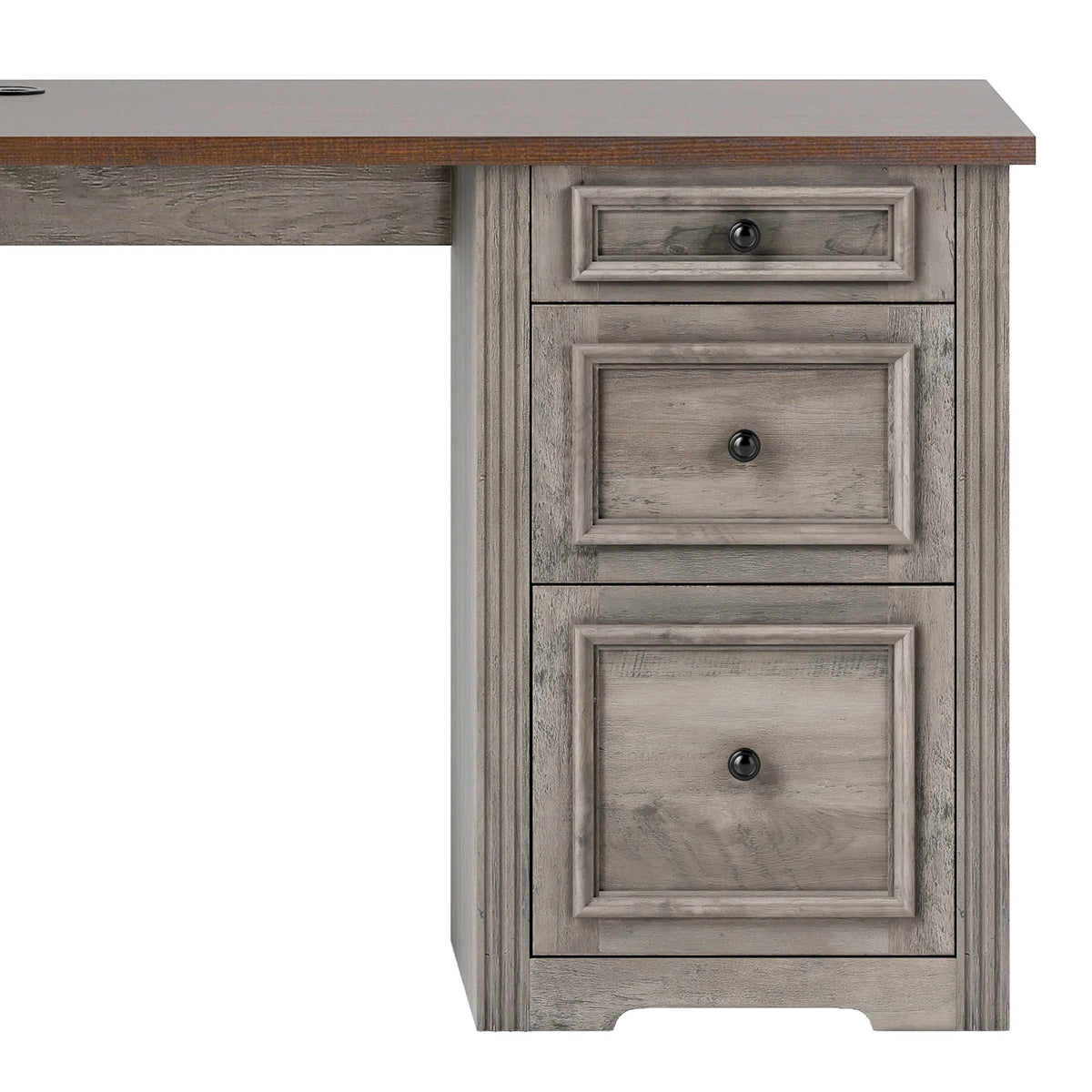 Craftian Executive Desk with Hutch, L Shape Computer Desk, Wood Office Desk with Storage Cabinet, White