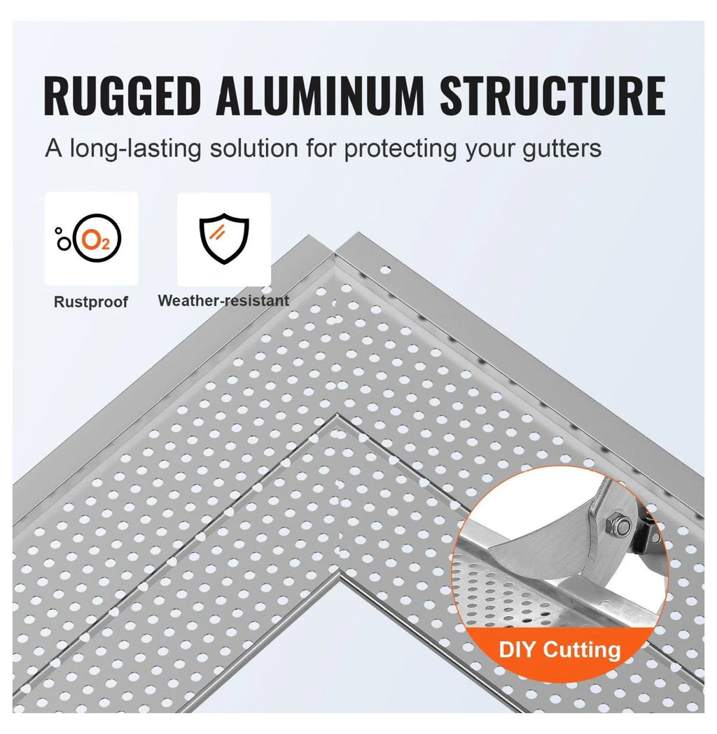Gutter Guard 5 Inch - Aluminum Leaf Filter, 208ft DIY Gutter Cover - Fits All Roofs
