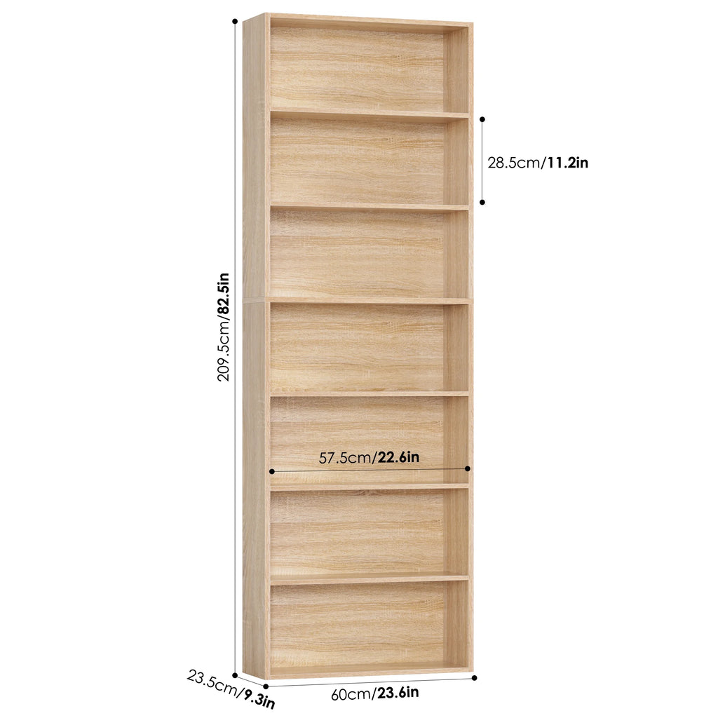 Homfa 82" Tall Bookcases, Freestanding Display Storage Shelves, 7-Tier Open Bookshelf for Home Office Living Room Bedroom, White