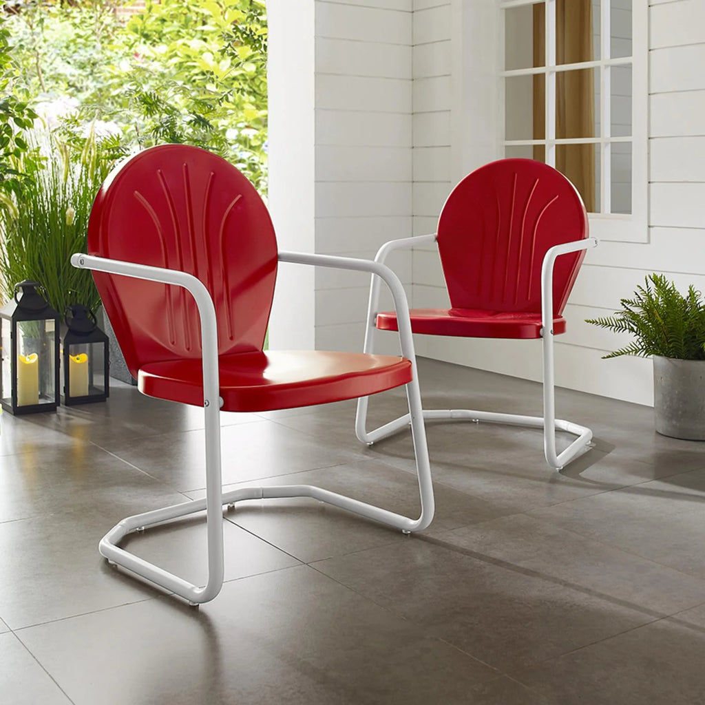 Crosley Griffith Outdoor Metal Armchair Tangerine Gloss-Color:Aqua Gloss