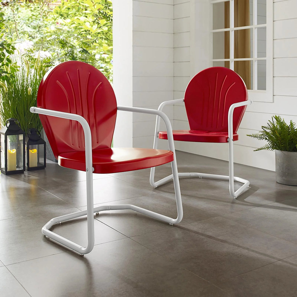 Crosley Griffith Outdoor Metal Armchair Tangerine Gloss-Color:Aqua Gloss