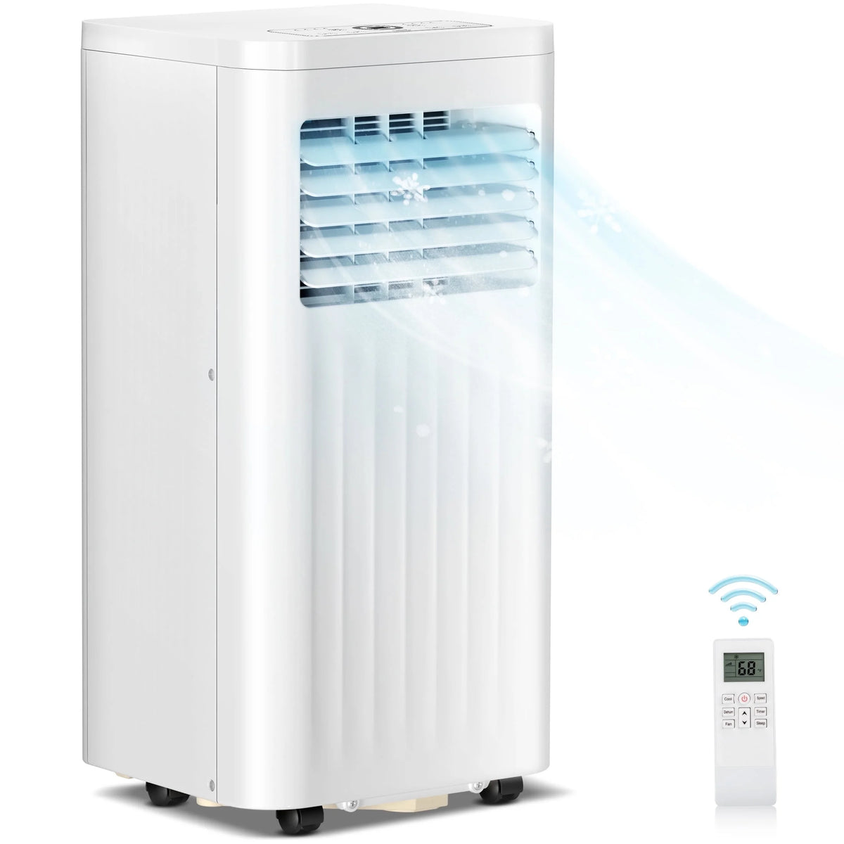 KISSAIR Portable Air Conditioner 8000 BTU Ashrae, 3-in-1 Portable AC, Dehumidifier & Fan with 24-Hour Timer/Remote Control/Windows Kit (White)