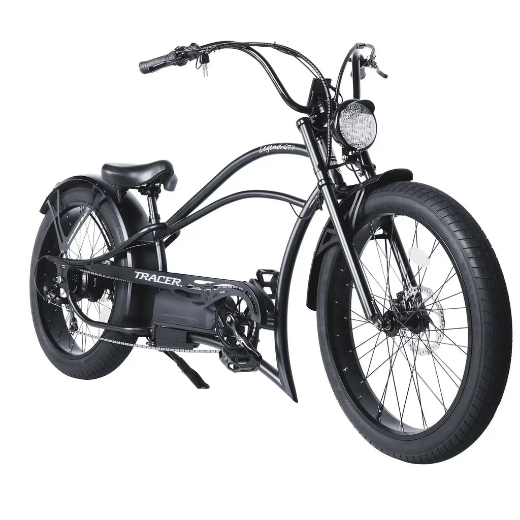 Tracer Legend GT7 Cruiser Chopper E-bike, 1000W Motor, 7 Speed, Disc Brake, for Men, Matte Black