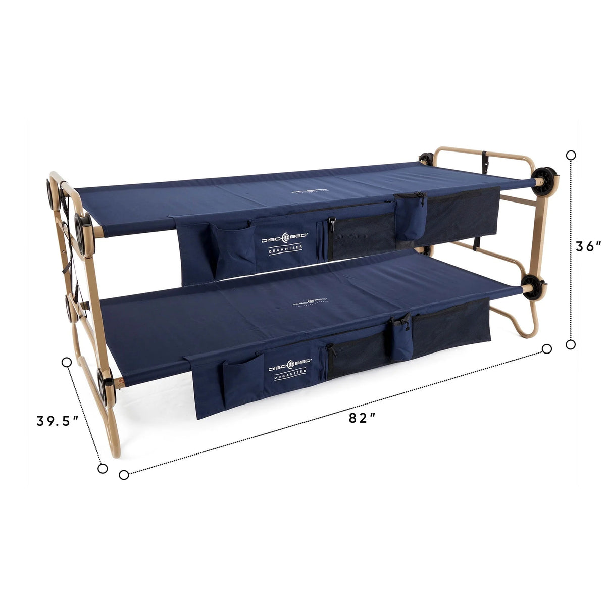 Disc-O-Bed XL Cam-O-Bunk Benchable Double Cot with Storage Organizers, Navy
