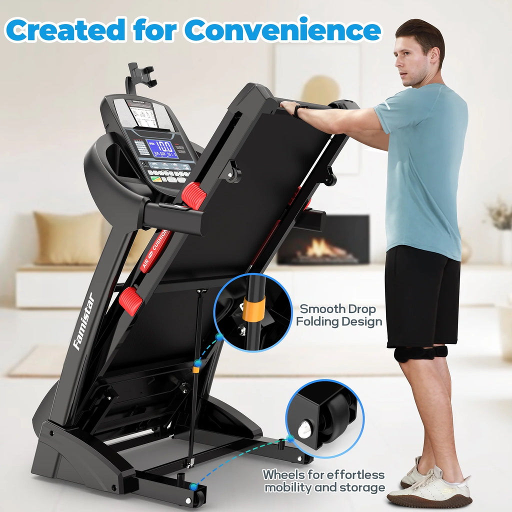 Treadmill 300 LB Capacity for Home with Incline, Folding Electric Running Walking Treadmill, Portable Treadmill for Home Use, 7.5 MPH, Smart Apps, 64+7 Programs, Bluetooth Speakers