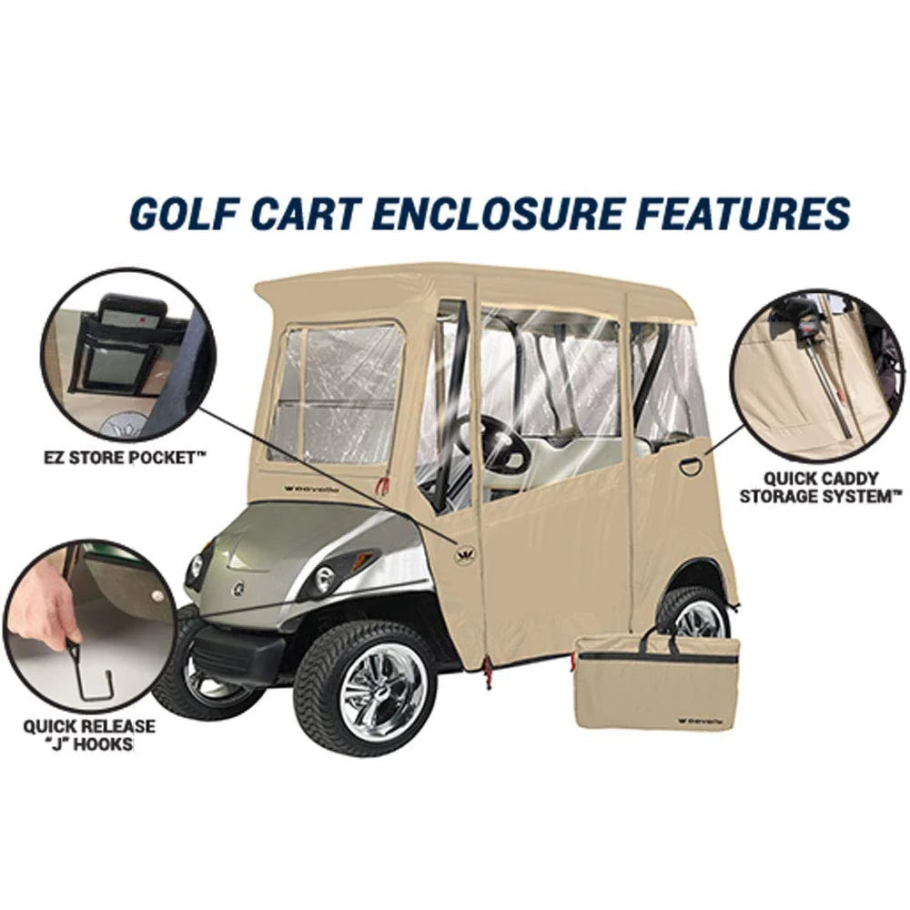 Greenline 2 Passenger Yamaha Drive Golf Cart Enclosure by Eevelle, Heavy Duty Vinyl Backed 300D