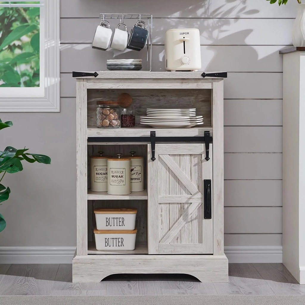 OKD Farmhouse Bathroom Storage Cabinet with 3 Drawers and Adjustable Shelves Wooden Rustic Accent Entryway Cupboard, Antique White