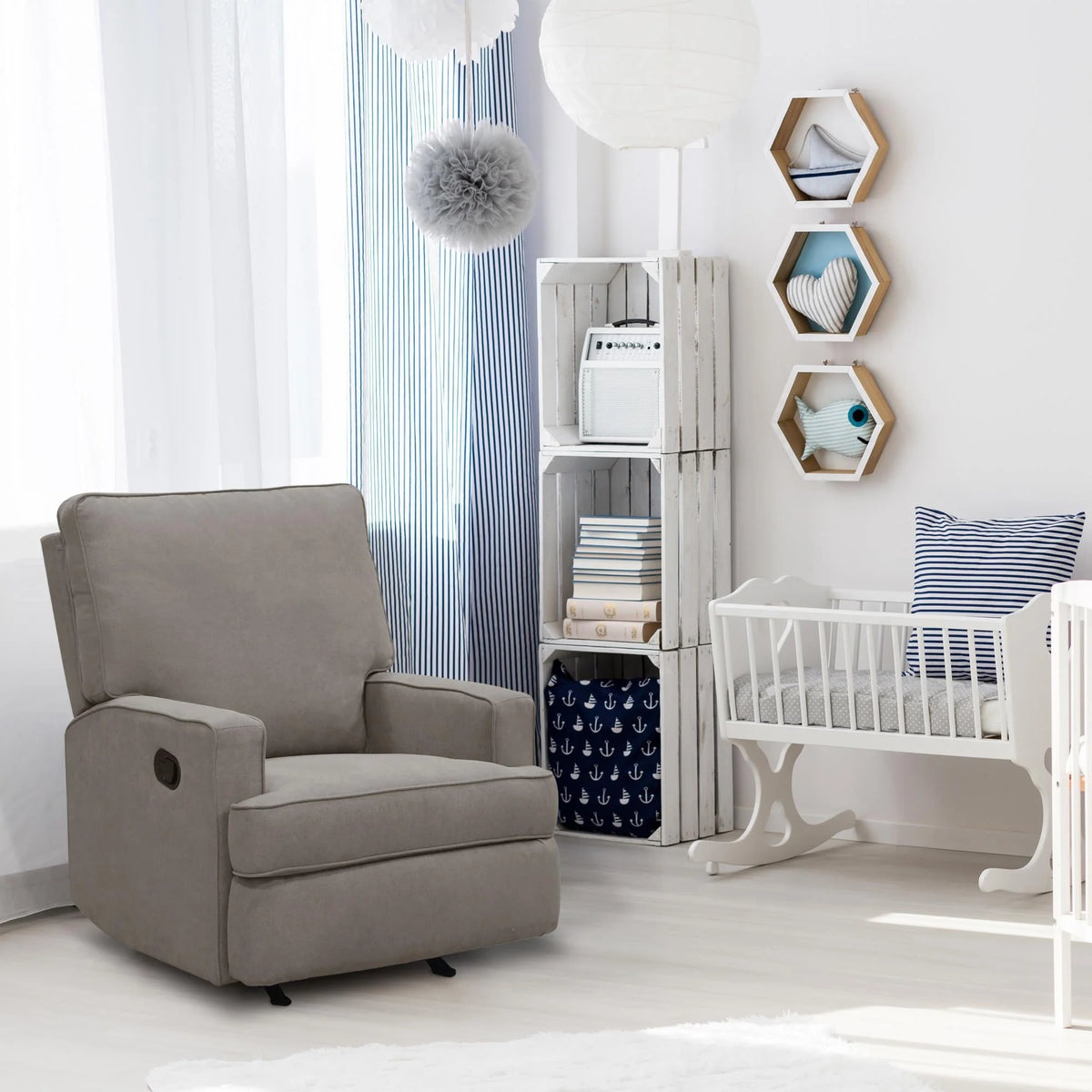 Baby Relax Salma Rocker Recliner Chair, Taupe Chenille