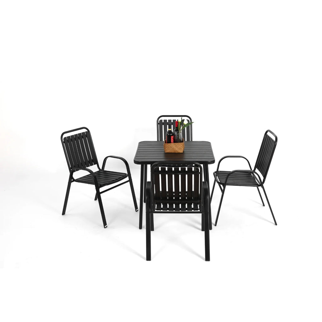 Homy Casa 5-Piece Outdoor Patio Dining, One Table with 4 Chairs for Garden Patio & Backyard, Brown