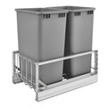 Rev-A-Shelf Double 50 Quart Pullout Cabinet Waste Container Trash Can, Gray