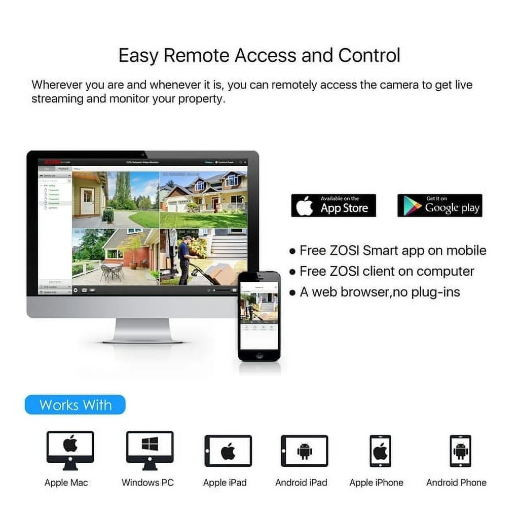 ZOSI H.265+ 8CH 5MP Lite CCTV 4-in-1 DVR for CCTV Security Security Camera System with 2TB HDD Home Outdoor