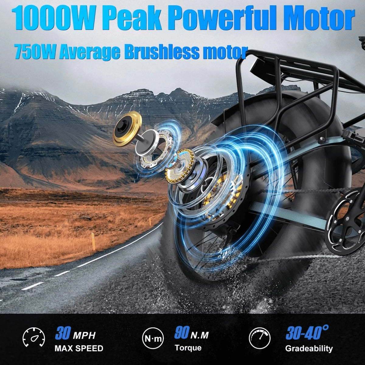 Dual Motors AWD 2000W Electric Bike for Adult 26'', UL2849 48V 30AH Removable Battery E-mountain bike 4.0 Fat Tire up to 35MPH&120Miles Long Range Off-road Ebike Beach Dual Hydraulic&Brakes E-Bicycle