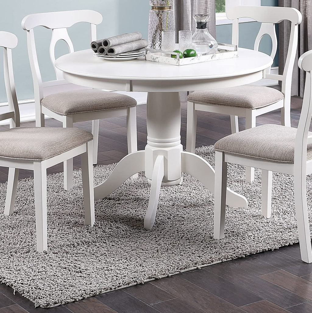 Sumdeal 5-Piece Farmhouse Dining Table Set, Wood Round Extendable Dining Table and 4 Upholstered Dining Chairs (Espresso-1Table 4 Chairs)