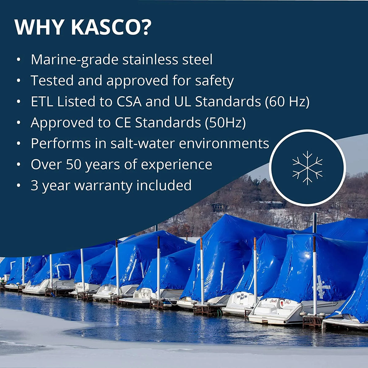 Kasco Deicer 1/2 HP Lake & Pond De-icer 120V �C Single Phase with 25 Ft Electric Power Cord | Water Deicer for Ponds, Lakes & Dock Bubbler