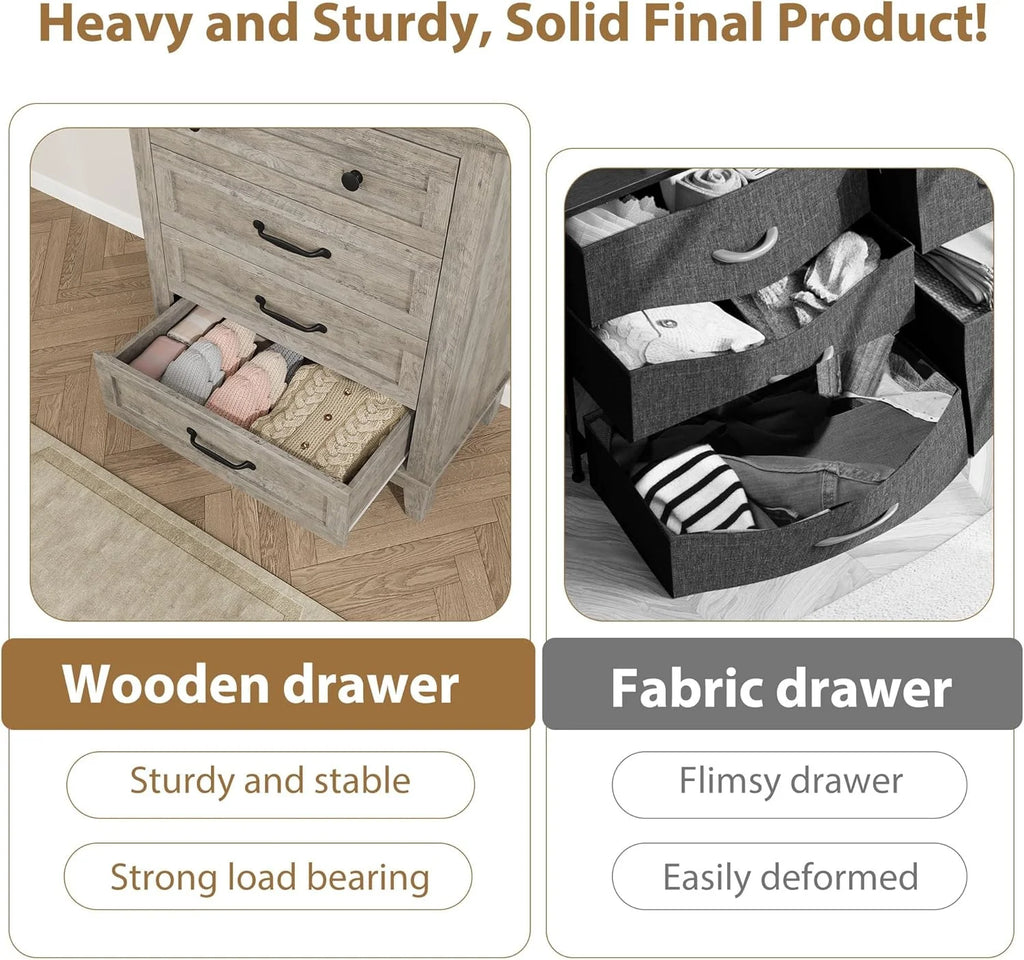 4 Drawer Dresser for Bedroom,34.8" Tall Bedroom Dresser with Large Drawer& Black Handles,Wooden Storage Organizer Cabinet Chest of Drawer for Living Room,Hallway