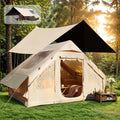 Erommy 3-4 Person Inflatable Tents for Camping with Large Rainproof Cover, Blow-Up Tent with Hand Pump, Easy Setup Tent House, Air Tent for Camping Adult,Beige