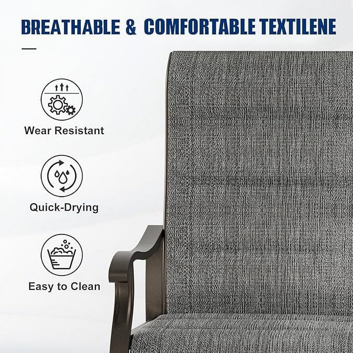 UDPATIO High Back Outdoor Dining Chairs Set of 2, All Weather Swivel Patio Chairs, Breathable Garden Outdoor Furniture for Backyard Deck