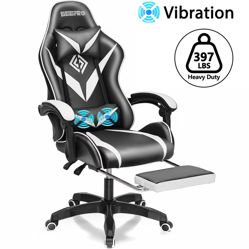 Gaming Chair with Massage Gamer Chair with 2D Armrests for Kids