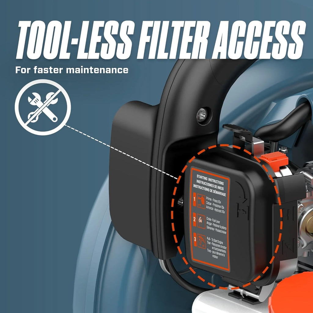 SENIX 4QL 26.5cc 4-Cycle Gas Powered Leaf Blower, 410 CFM/125 MPH, Dual-Grip Handle, Lightweight, BL4QL-L