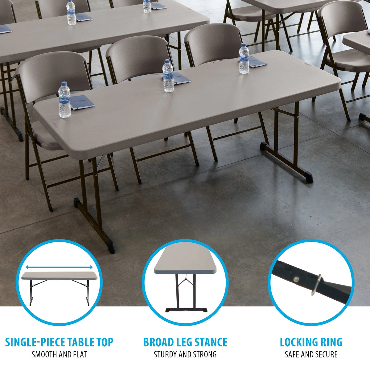 Lifetime 6 ft. Rectangle Folding Table, Indoor/Outdoor Professional Grade, Putty Set of 4 (480126)