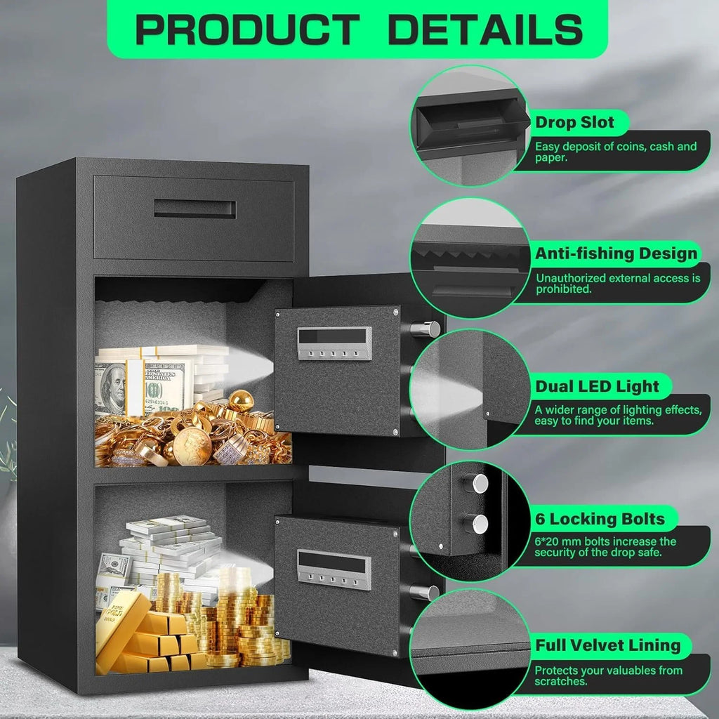 karbeen 7.0 Cu ft Large Safe Box Fireproof Waterproof, Digital KeypadHome Safe with Deposit Slot & Dual Alarm System, Money Safe With Mute Function and LED Light, Security Box for Money Valuables