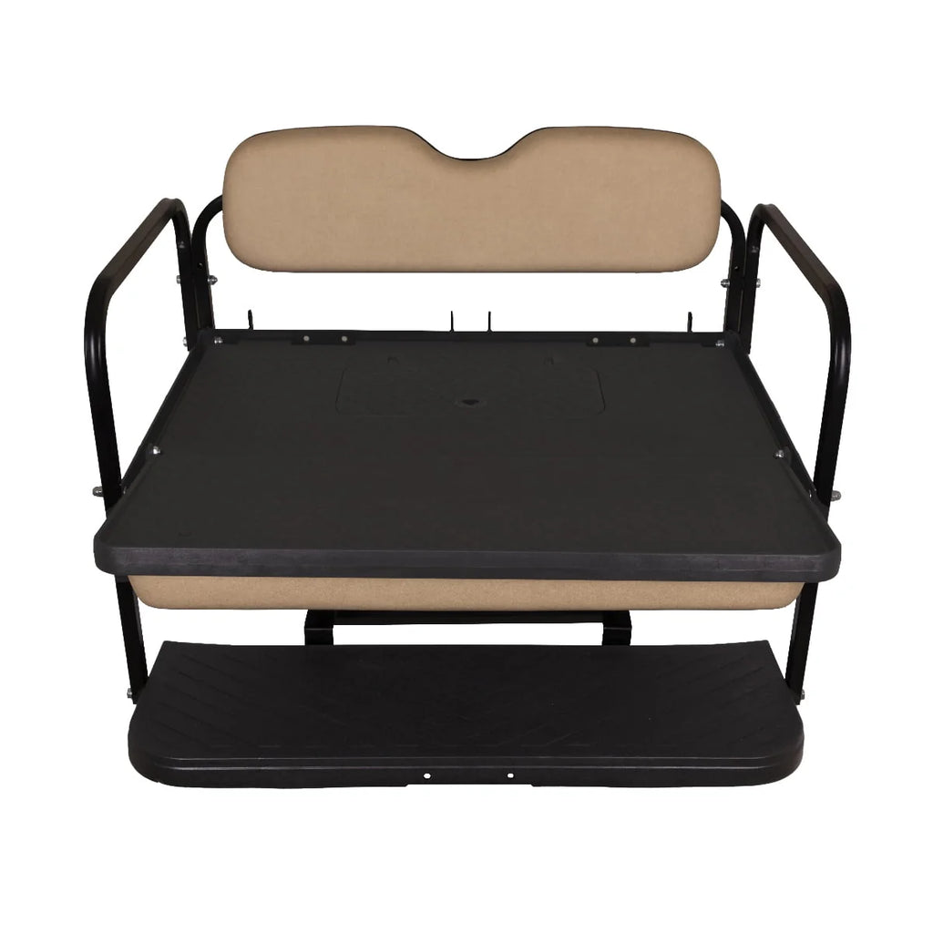 GTW MACH3 Rear Flip Seat for Club Car DS 2000.5 & Up Golf Carts - Buff Color Cushions