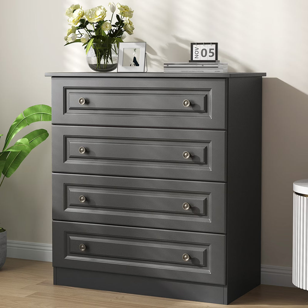 IDEALSOUL Dresser, Black Dresser Tall dresser with Large Storage Space, 4 Drawer Dresser for Bedroom, Hallway, Entryway