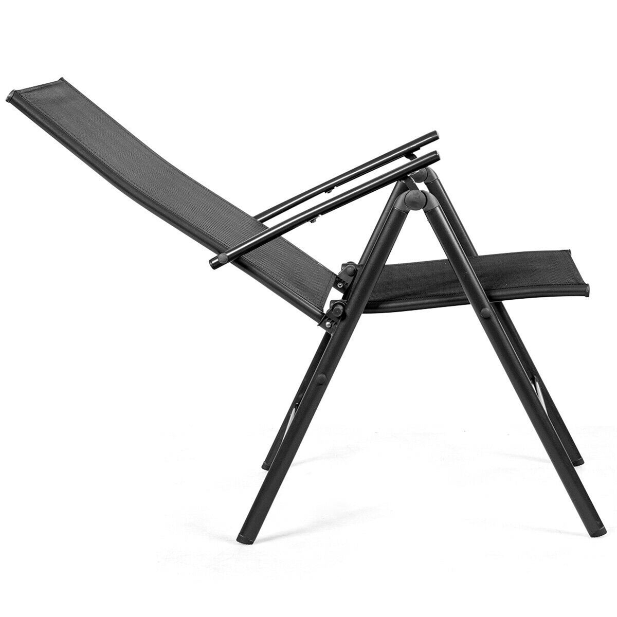Gymax 4PCS Folding Chair Patio Garden Outdoor w/ Steel Frame Adjustable Backrest