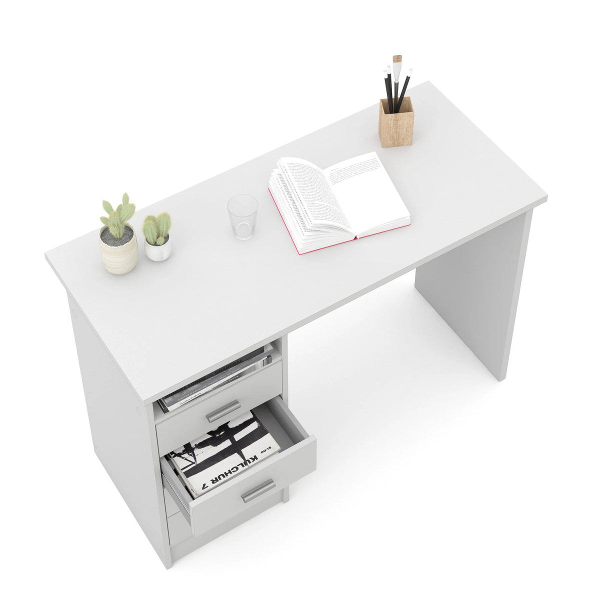 Warner Desk with 4 Drawers, White