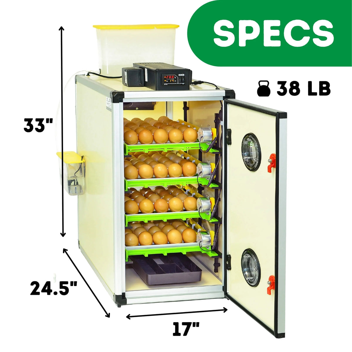 CT120SH Egg Incubator with Automatic Egg Turning & Perfect Humidity Controls, Set & Forget Design, Cabinet Incubators for Hatching Eggs, Incubate and Hatch 120 Chicken Eggs | Hatching Time