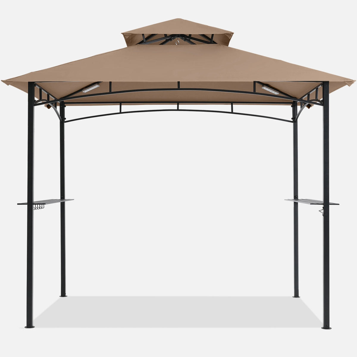 MASTERCANOPY 8' x 5' Grill Gazebo Outdoor BBQ Gazebo Canopy with LED Lights for Patio, Brown
