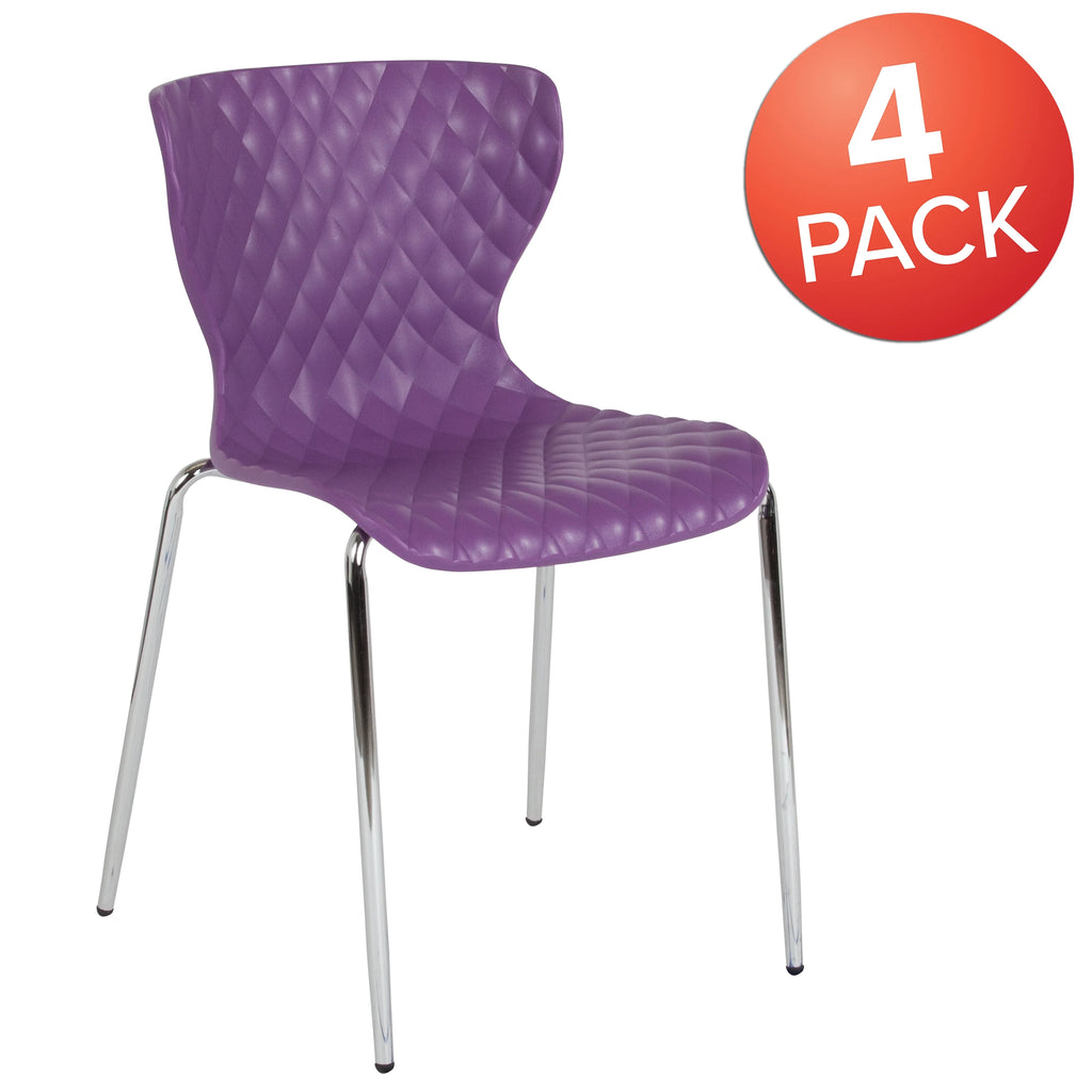 Flash Furniture 4 Pack Lowell Contemporary Design Orange Plastic Stack Chair