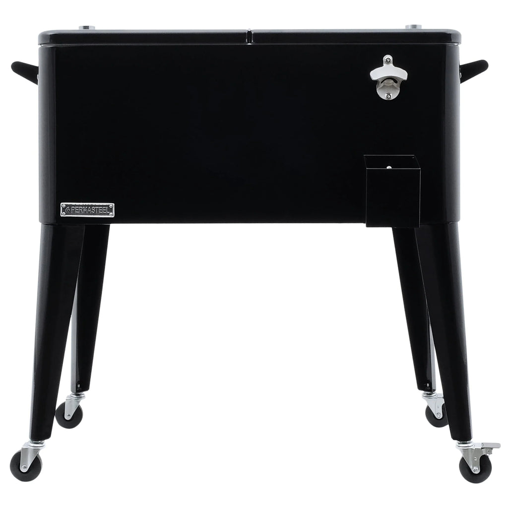 Permasteel 80-Qt Classic Outdoor Steel Patio Cooler on Wheels, Beverage Rolling Cart, Pink