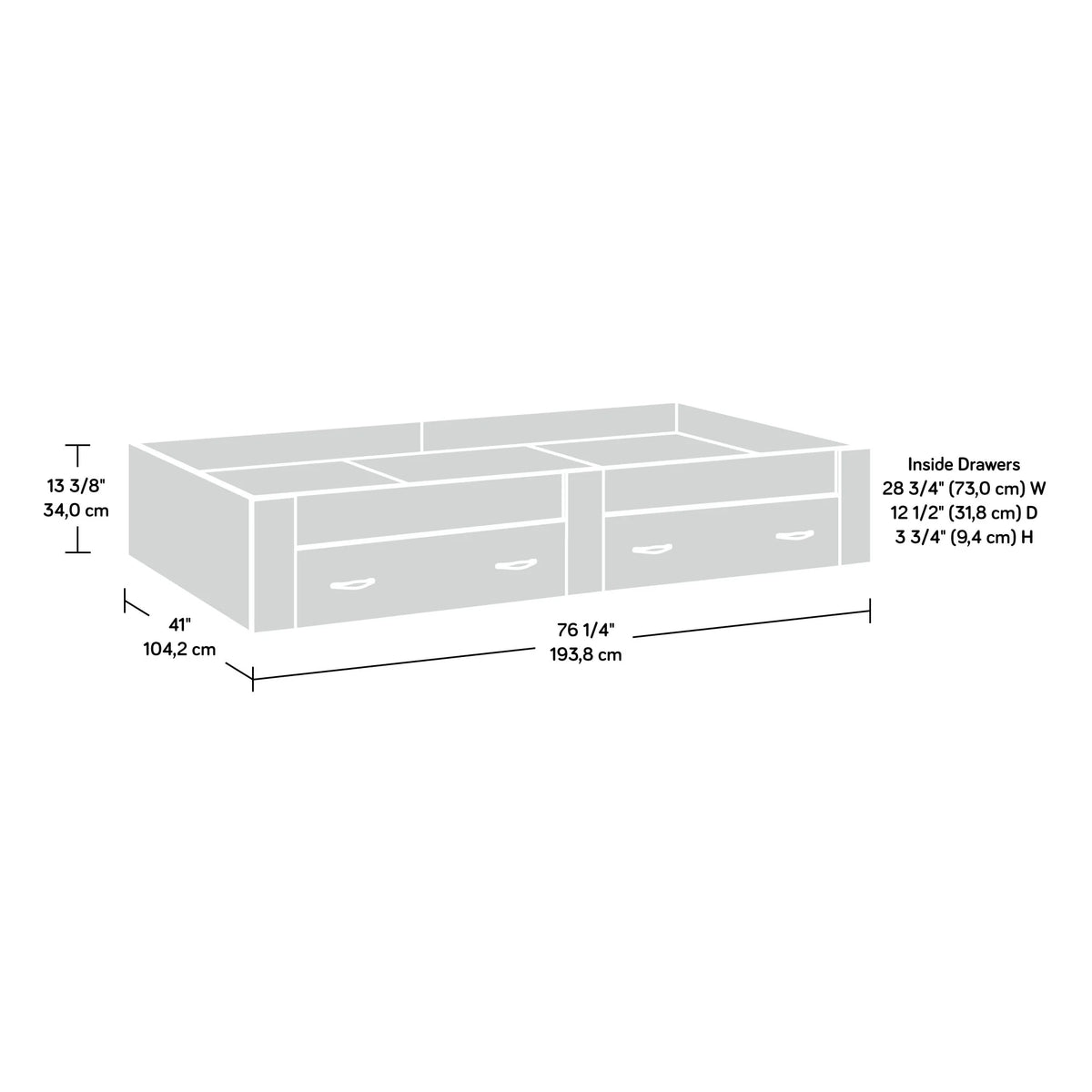 Sauder Beginnings Twin Platform Bed, Soft White Finish